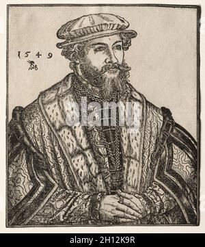 Dr. Christian Brück, 1549. Lucas Cranach (Deutsch, 1515-1586). Holzschnitt; Stockfoto