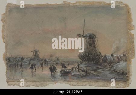 Blick auf Arnheim (recto), 1864. Johan Barthold Jongkind (Niederländisch, 1819-1891). Schwarze Kreide, Aquarell und Gouache; Blatt: 31.1 x 47.8 cm (12 1/4 x 18 13/16 Zoll). Stockfoto