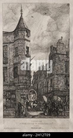 Haus mit Turm, Nr. 22 der Medizinischen Fakultät, 1861. Charles Meryon (Französisch, 1821-1868). Ätzen; Stockfoto