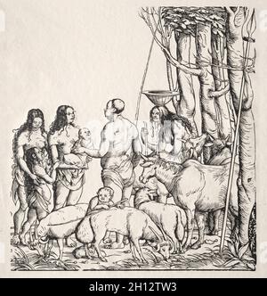 Hottentots mit Herde. Hans Burgkmair (Deutsch, 1473-1531). Holzschnitt; Stockfoto