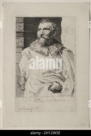 Porträt von Adam van Noort. Anthony van Dyck (Flämisch, 1599-1641). Radierung und Gravur; Stockfoto