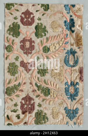 Velvet Fragment, 1600. Italien, 17. Velvet; insgesamt: 37 x 24 cm (14 9/16 x 9 7/16 in.). Stockfoto