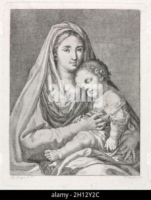 Madonna und Kind (nach Francisco Bayeu y Subias). Ramón Bayeu y Subias (Spanisch, 1746-1793), nach Francisco Bayeu Y Subias (Spanisch, 1734-1795). Ätzen; Blatt: 32,1 x 22,6 cm (12 5/8 x 8 7/8 in.); Plattenrand: 20,9 x 16,5 cm (8 1/4 x 6 1/2 in.). Stockfoto