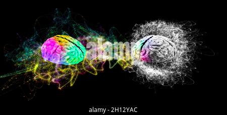 Menschliche Gehirne mit Energiefeld, 3D-Illustration Stockfoto