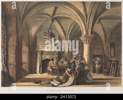 Hall, Bolsover Castle, Derbyshire, 1840. Joseph Nash (Großbritannien, 1808-1878). Lithographie, handfarbig; Stockfoto