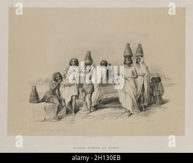 Ägypten und Nubien, Band I: Nubian Women at Kortie, on the Nil, 1847. Louis Haghe (British, 1806-1885), F. G. Moon, 20 Threadneedle Street, London, Nach David Roberts (Scottish, 1796-1864). Farblithographie; Blatt: 37.5 x 43 cm (14 3/4 x 16 15/16 Zoll); Bild: 25.5 x 35.3 cm (10 1/16 x 13 7/8 Zoll). Stockfoto