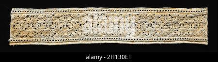 Nadelpunkt (reticella) Spitze einsetzen, aus dem 16. Jahrhundert. Italien, Venedig, 16. Spitze, needlepoint: Bettwäsche; Durchschnitt: 5,1 x 28,9 cm (2 x 11 3/8 in.). Stockfoto