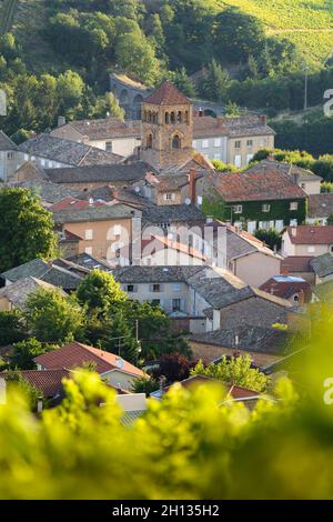 Kirche von Salles Arbuissonnas Dorf im Beaujolais land, Frankreich Stockfoto