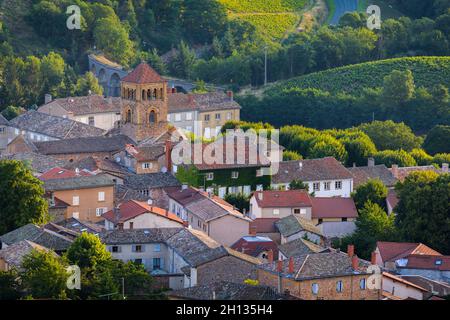 Kirche von Salles Arbuissonnas Dorf im Beaujolais land, Frankreich Stockfoto