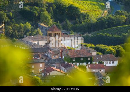 Kirche von Salles Arbuissonnas Dorf im Beaujolais land, Frankreich Stockfoto