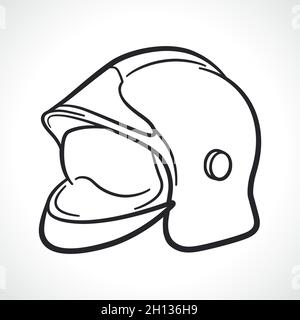 europäische Feuerwehrmann Helm schwarz Zeichnung isoliert Illustration Stock Vektor