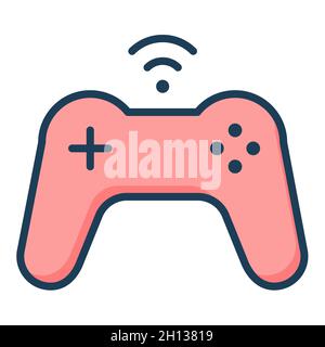 Game Control Wireless Joystick einzelnes isoliertes Symbol mit Vektorgrafik im Stil einer gefüllten Linie Stockfoto