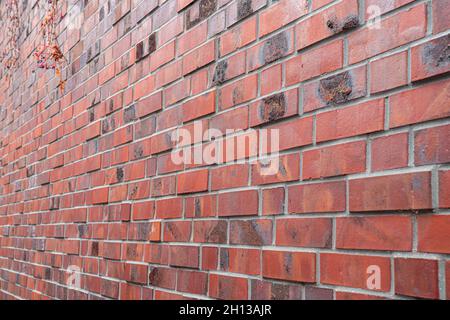 Rote Backsteinmauer in Perspektive Stockfoto
