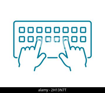 Hände tippen auf einer Tastatur. Tastenanschlagerkennung. Biometrie forensisch. Finger, die Tasten auf einem Computer drücken. Biometrisches Verhalten. Vektor, flach. Stock Vektor
