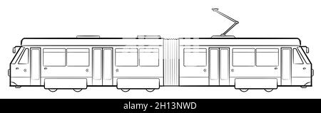 Vektorgrafik Stock Illustration der öffentlichen Straßenbahn Stock Vektor