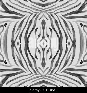 Nahtlose Zebrastruktur. Aquarell Afrikanischen Pelz. Stockfoto