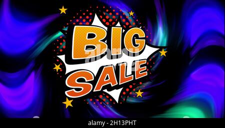 Bild von großen Verkauf mit Sternen auf schwarzem Hintergrund Stockfoto