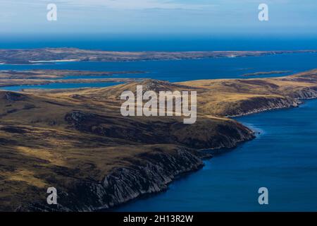 Eine Luftaufnahme der West Falkland Insel. Falkland-Inseln Stockfoto