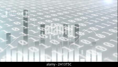 Abbildung der binären Codierung über der Verarbeitung von Finanzdaten Stockfoto