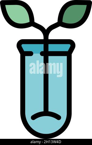 Symbol für die Anlage des Reagenzglas. Umriss Reagenzglas Pflanze Vektor Symbol Farbe flach isoliert Stock Vektor