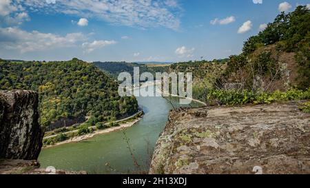 Blick auf den Rhein von oben auf das legendäre Loreley-Tal Stockfoto