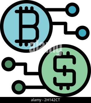Symbol für Blockchain-Schema. Kontur Blockchain Schema Vektor Symbol Farbe flach isoliert Stock Vektor
