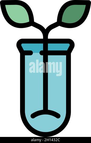 Symbol für die Anlage des Reagenzglas. Umriss Reagenzglas Pflanze Vektor Symbol Farbe flach isoliert Stock Vektor