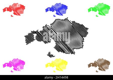 Provinz Biskaya (Königreich Spanien, Baskische Autonome Gemeinschaft, Baskenland) Kartenvektordarstellung, Skizze Biskaya-Karte Stock Vektor