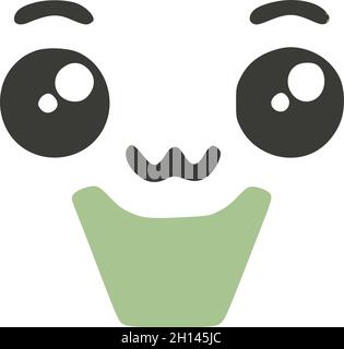 Buchstabe V niedlich kawaii Charakter, lustig Emoticon Vektor Clip Art. Stock Vektor