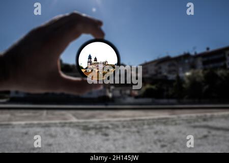 Kirche in Viseu Innenlinseneffekt Stockfoto