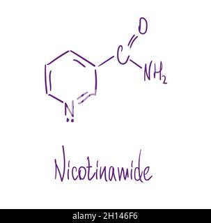 Niacinamid oder Nicotinamid NAM. Vektorgrafik von Hand gezeichnet. Stock Vektor