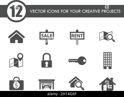 Vektorsymbole für Immobilien Stock Vektor