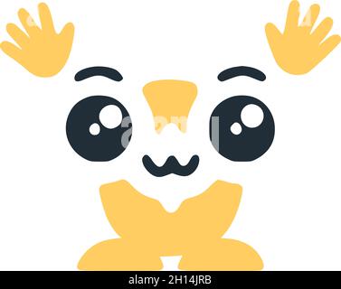 Nummer 0 niedlichen kawaii Charakter mit Händen, lustige Emoticon Vektor Clip Art. Stock Vektor