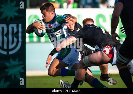 Treviso, Italien. Oktober 2021. Tomas Albornoz (Benetton Treviso) während Benetton Rugby vs. Ospreys, United Rugby Championship match in Treviso, Italien, Oktober 16 2021 Kredit: Unabhängige Fotoagentur/Alamy Live Nachrichten Stockfoto