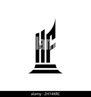 HF Monogram Logo Brief mit Gebäude Form Stil Design isoliert auf weißem Hintergrund, Immobilien, Architech Logo Brief Gebäude. Stock Vektor