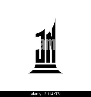 JN Monogram Logo Brief mit Gebäude Form Stil Design isoliert auf weißem Hintergrund, Immobilien, Architech Logo Brief Gebäude. Stock Vektor