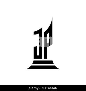 JP Monogram Logo Brief mit Gebäude Form Stil Design isoliert auf weißem Hintergrund, Immobilien, Architech Logo Brief Gebäude. Stock Vektor