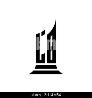 LB Monogram Logo Brief mit Gebäude Form Stil Design isoliert auf weißem Hintergrund, Immobilien, Architech Logo Brief Gebäude. Stock Vektor