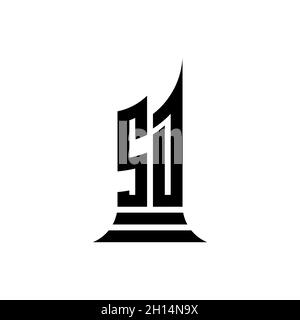 SD Monogram Logo Brief mit Gebäude Form Stil Design isoliert auf weißem Hintergrund, Immobilien, Architech Logo Brief Gebäude. Stock Vektor