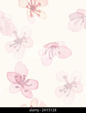 Sakura-Muster. Aquarell Kirschblatt. Nahtlos Stock Vektor