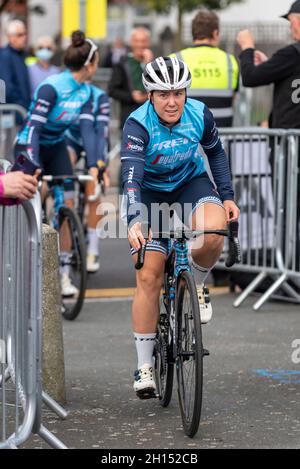 Chloe Hosking von Trek Segafredo kommt zum Rennen der vierten Etappe der AJ Bell Women's Tour, die von Shoeburyness, Essex, Großbritannien, startet Stockfoto