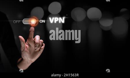 Konzept VPN oder Virtual Private Network wie bei Statusanwendungen. Stockfoto