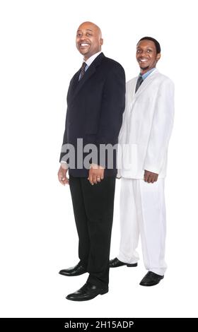 Gruppe von Geschäftsmann afrikanische Frau trägt intelligente Kleidung isoliert auf weißem Hintergrund Stockfoto