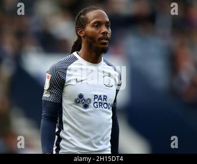Deepdale Stadium, Preston, Lancashire, Großbritannien. Oktober 2021. EFL Championship Football, Preston North End gegen Derby County; Daniel Johnson von Preston North End Credit: Action Plus Sports/Alamy Live News Stockfoto