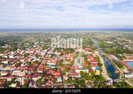 Historische Kolonialstadt im spanischen Stil Vigan. Historische Gebäude in Vigan, Weltkulturerbe von Unesko. Stadtlandschaft, Draufsicht. Altstadt in der Stockfoto