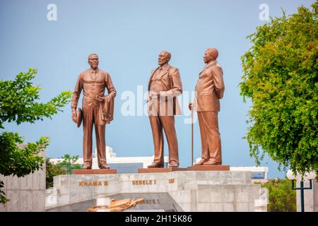 Khama, Sebele, Bathoen die drei Stammeshäupter dikgosi von Botswana in Gaborone Touristenattraktion Stockfoto