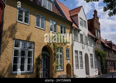 Lübeck, 20. Juli 2021 - die Altstadt und der Stadtteil Innenstadt liegen auf einer Insel, die von den Armen der Trave umgeben ist, Stockfoto