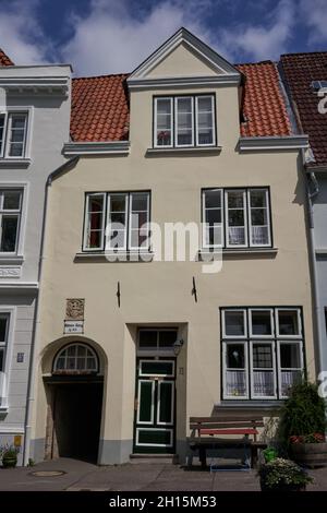 Lübeck, 20. Juli 2021 - die Altstadt und der Stadtteil Innenstadt liegen auf einer Insel, die von den Armen der Trave umgeben ist, Stockfoto