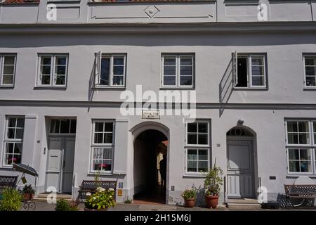 Lübeck, 20. Juli 2021 - die Altstadt und der Stadtteil Innenstadt liegen auf einer Insel, die von den Armen der Trave umgeben ist, Stockfoto