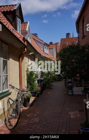 Lübeck, 20. Juli 2021 - die Altstadt und der Stadtteil Innenstadt liegen auf einer Insel, die von den Armen der Trave umgeben ist, Stockfoto